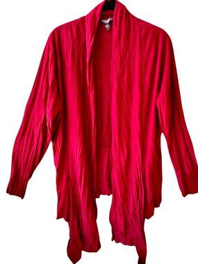 Katies Red Crinkle Long Sleeve Jacket Topper Womens XL.